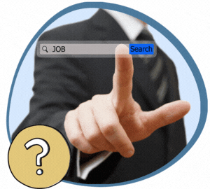 A man in a suit browsing a job search website