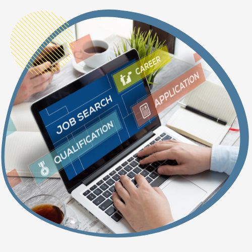 A person using a laptop to search for jobs in Canada on professional networking platforms.